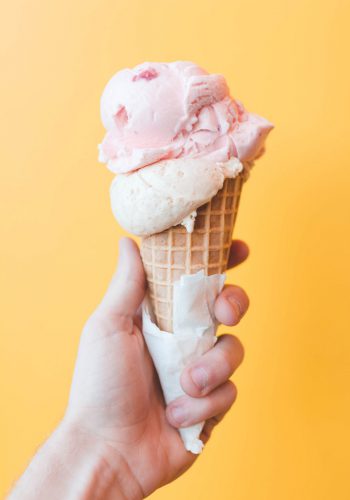 Ice cream in cone.